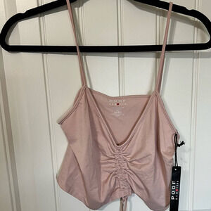 Poof New York Womens Crop Tank‎ Rose Smoke M/L Spaghetti Strap